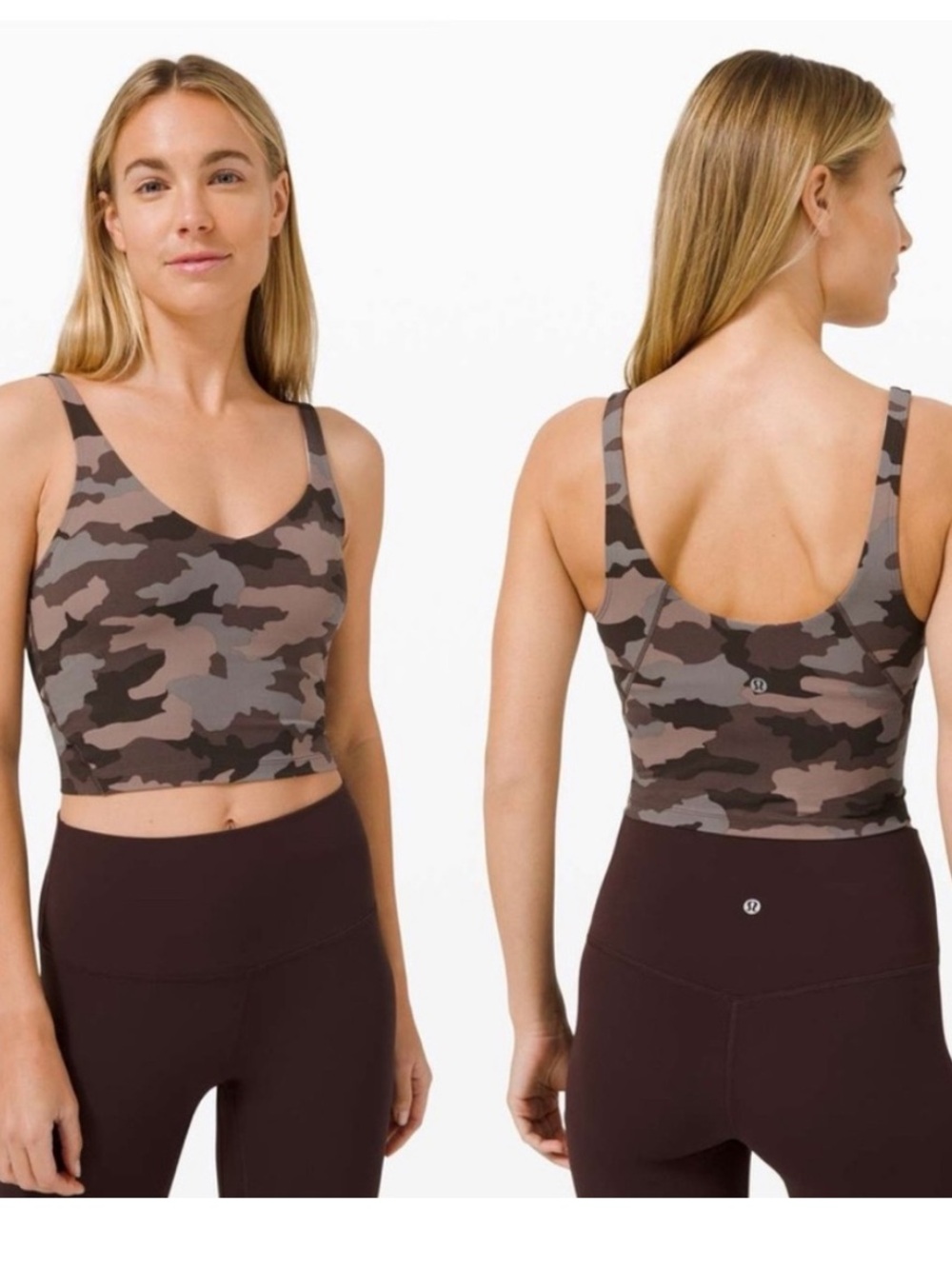 LULULEMON ALIGN TANK-CAMO DUSTY BRONZE MULTI size 10 cropped y2k cargo core top